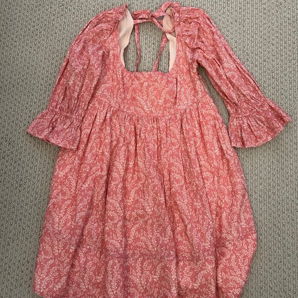 Anthropologie Pilcro Baby Doll Mini Dress Floral Pink Twee SZXS Prairie Boho - Picture 6 of 9